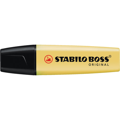 Stabilo Boss Highlighter in Pastel Milky Yellow, pack of 10 units, featuring a chisel tip for versatile highlighting.