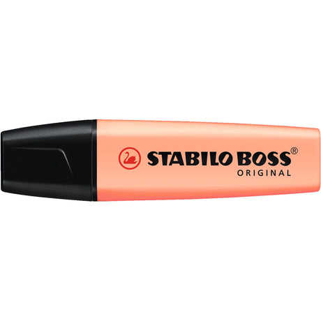 Set of 10 Stabilo Boss highlighters in pastel creamy peach, perfect for vibrant note-taking and artistic journaling.