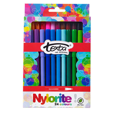 Texta Nylorite Color Marker pack of 24, featuring smooth tips for precise drawing and long-lasting, non-toxic ink.
