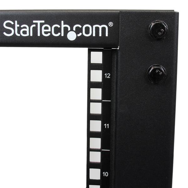 12U Adjustable Depth Open Frame 4 Post Server Rack w/ Casters & Cable Mgmt Hooks