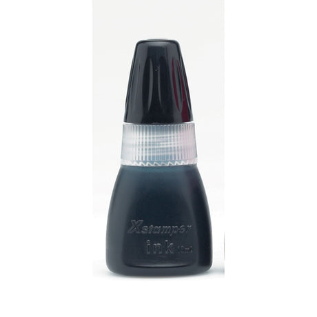 Xstamper CS-10N 10cc Black refill ink for pre-inked stamps, ensures vibrant, clear impressions with a no-mess refill process.