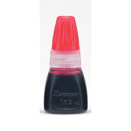 Xstamper Cs-10n 10cc red refill ink for pre-inked stamps, offering vibrant color and mess-free refilling.