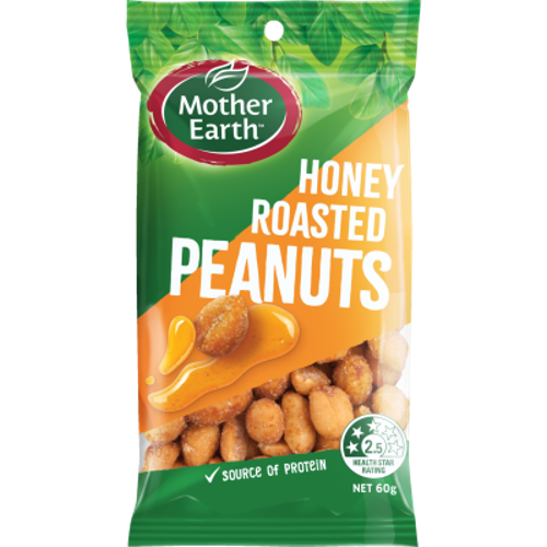 Mother Earth Honey Roasted Peanuts 12 x 60g