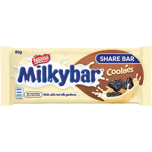 Nestle Milky Bar Milk Chocolate & Cookies Share Bar 24 x 80g