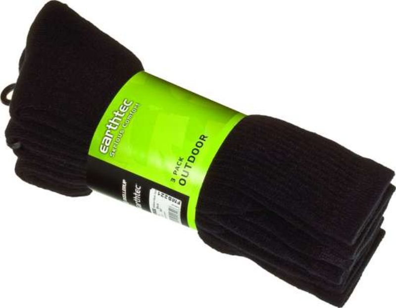 Socks - Earthtec Outdoor Black 6-10 (3 Pack)