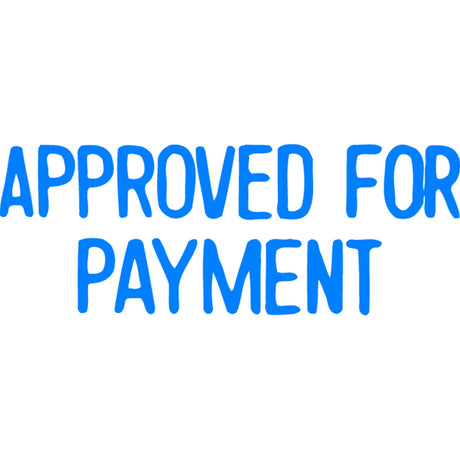 Xstamper Cx-Bn 1025 pre-inked stamp in blue for efficient payment approvals, delivers 100,000 crisp impressions before re-inking.