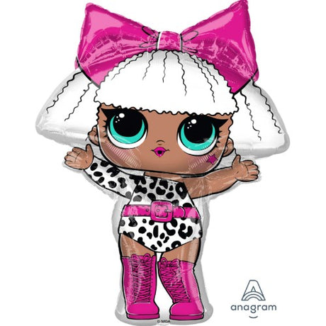 Vibrant 68cm x 86cm self-sealing foil balloon featuring LOL Surprise Diva design, perfect for parties and celebrations.