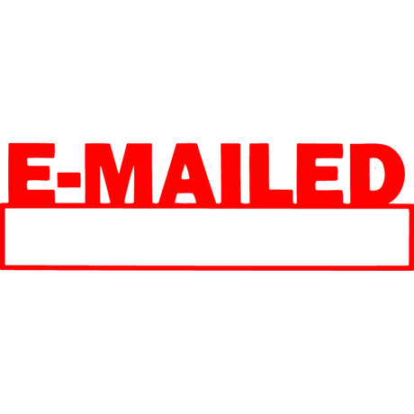 Xstamper Cx-Bn 1650 stamped with vibrant red ink, ideal for dates and emails with 100,000 clear impressions before re-inking.