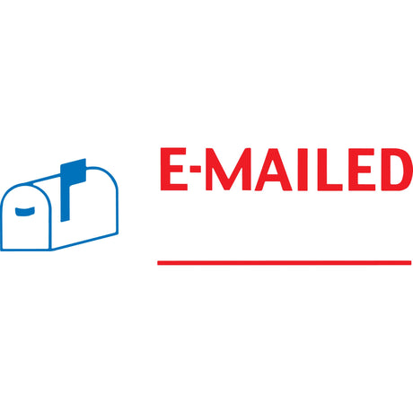 Xstamper Cx-Bn 2025 pre-inked stamp in red and blue, featuring a vibrant icon, suitable for office and home labeling tasks.