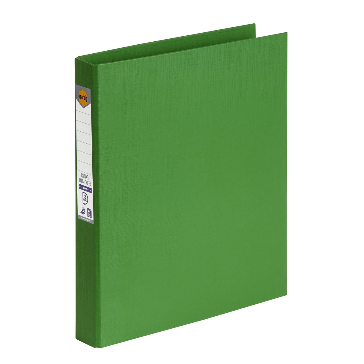 Vibrant MARBIG® A4 25mm 2D Ring Binder in summer green, holds 200 sheets, durable, moisture-resistant, eco-friendly design.
