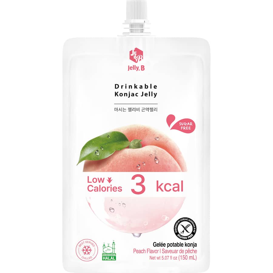 Jelly. B Drinkable Konjac Jelly Peach Low Calories Sugar Free Squeeze pouch 150mL