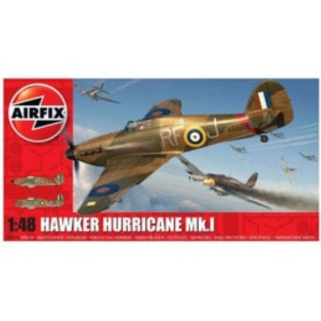 1:48 scale model kit of the Hawker Hurricane Mk.I, featuring 127 detailed pieces for history and aviation enthusiasts.