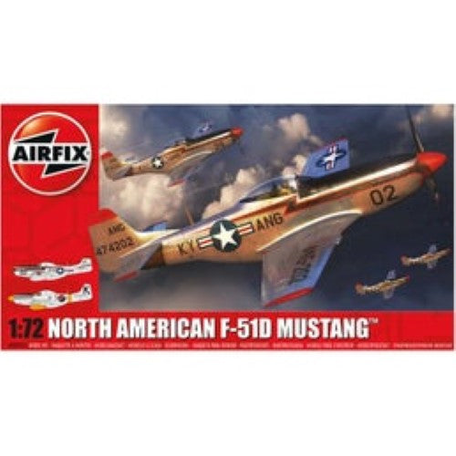 1:72 scale model of the iconic F-51D Mustang, a key WWII fighter with a powerful design and historical significance.