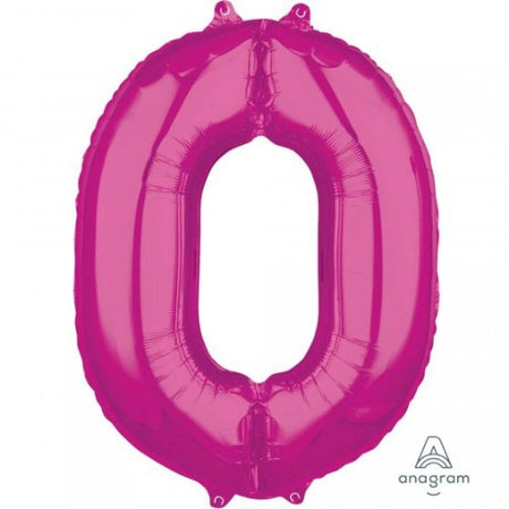 Mid-Size Shape Pink Numeral 0 L26, 66cm foil balloon, perfect for stylish celebrations and eye-catching decor.