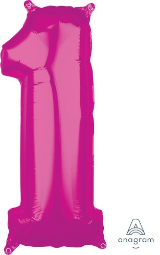 Mid-size pink numeral 1 balloon, perfect for birthdays and celebrations, adds charm to decor and floats beautifully.