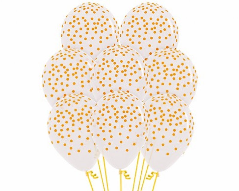 30cm Coloured Confetti Crystal Clear Latex Balloons, 12pk - Pack of 12