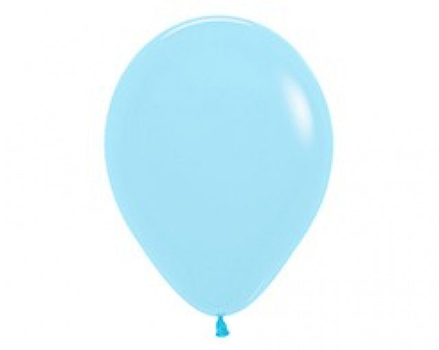 Pack of 25 pastel matte blue latex balloons, 30cm, perfect for elegant celebrations and versatile party decorations.