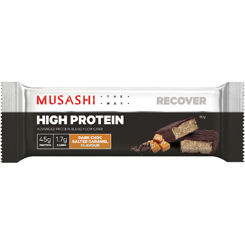 Musashi Dark Choc Salted Caramel High Protein Bar 12 x 90g