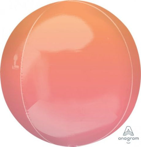 Extra-large Orbz Balloon in ombre red and orange, perfect for vibrant party decor and celebrations.