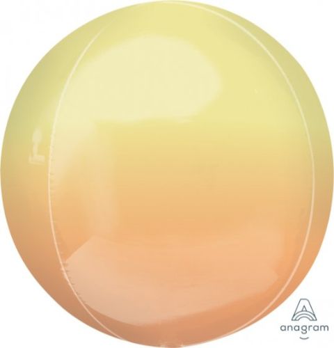 XL Orbz Balloon in vibrant ombre yellow and orange, perfect for festive party decor and eye-catching centerpieces.