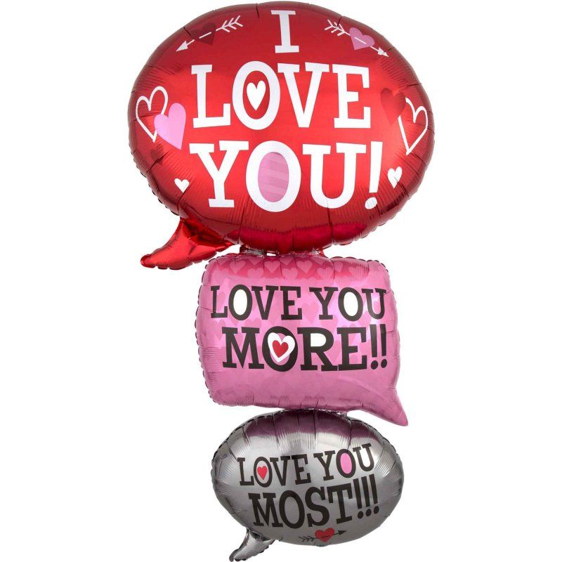 Giant foil balloon featuring colorful love bubbles, perfect for romantic events and celebrations.