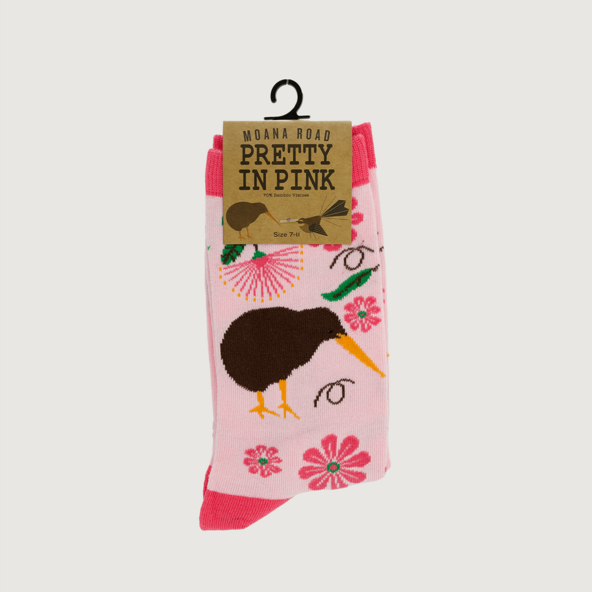 Moana Road - Jacquard Adult Socks - Pretty in Pink (Size 7-11) - Pack of 6