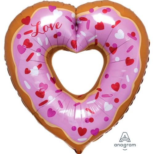 Open Heart Donut Balloon Supershape showcasing vibrant colors and playful design, perfect for celebrations of love.