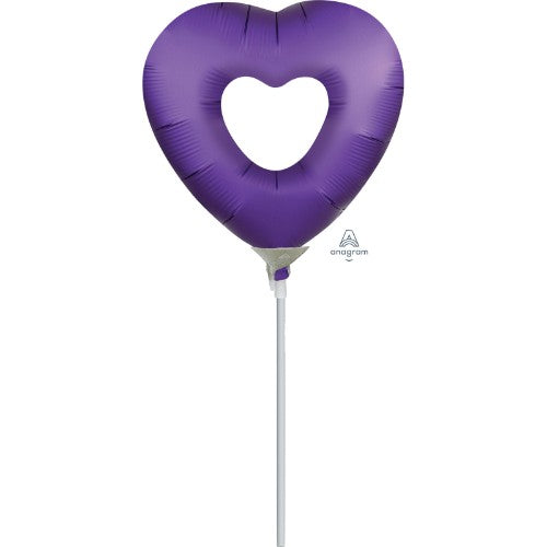 Mini purple heart-shaped foil balloon, perfect for love celebrations, birthdays, and elegant party decor.