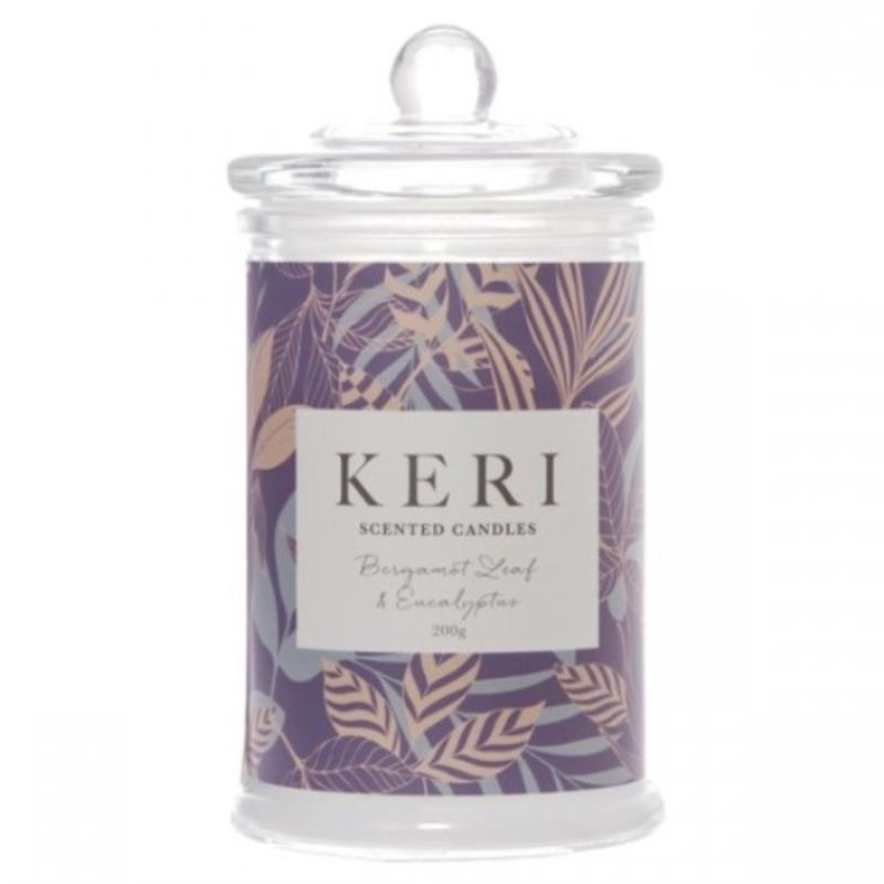 Eden Bergamot Leaf & Eucalyptus scented jar candle in an elegant 15cm glass jar for a calming atmosphere and long-lasting fragrance.