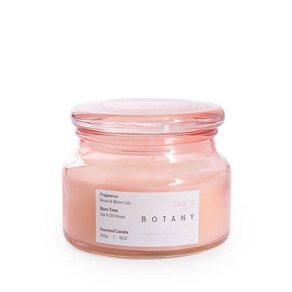 Scented Candle Botany Jar Pink Rose & Water Lily