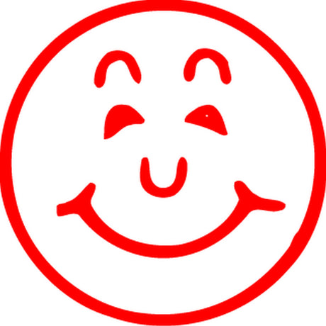 Vibrant red Smiley Face stamp by Xstamper, ideal for adding joy to documents with up to 1 million clear impressions.