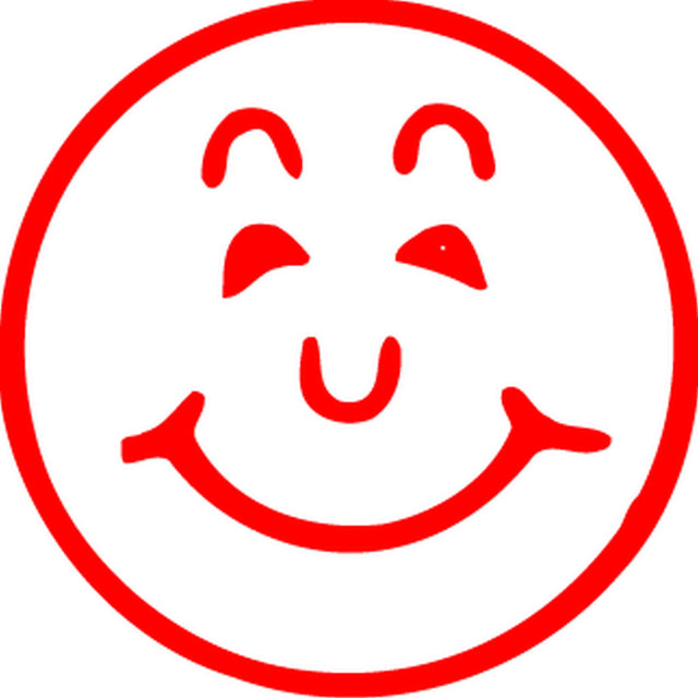 Vibrant red Smiley Face stamp by Xstamper, ideal for adding joy to documents with up to 1 million clear impressions.