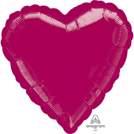 45cm burgundy heart-shaped foil balloon for romantic events like weddings and anniversaries, durable and self-sealing.