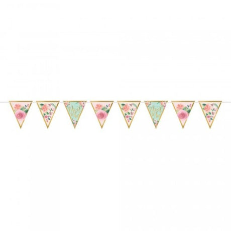 Mint To Be Pennant Banner with 24 decorative flags on a 4.5m ribbon, perfect for mint-themed celebrations.