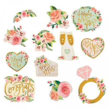 Vibrant Mint To Be cardboard cutouts in assorted shapes, perfect for weddings, baby showers, or parties.
