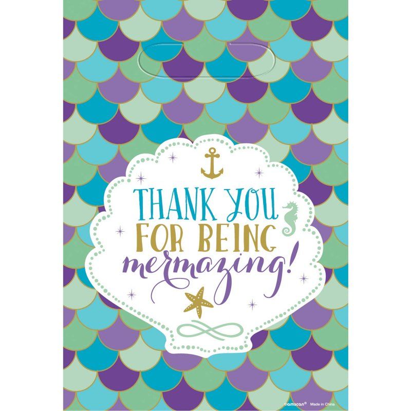 Mermaid Wishes Folded Plastic Loot Bags (Pack of 8)