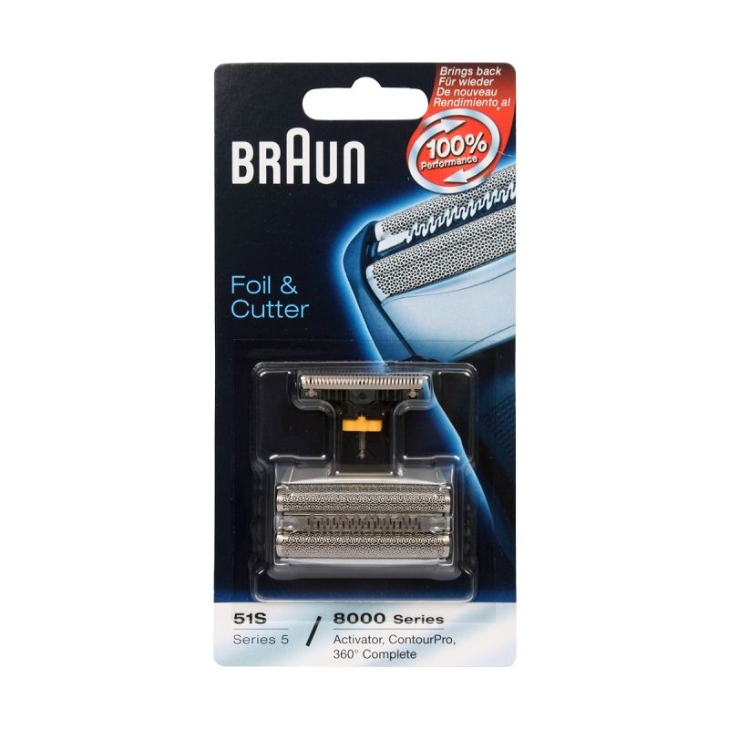Braun 51S Multi Silver Combipack for a close shave, featuring washable foil and cutter for peak performance.