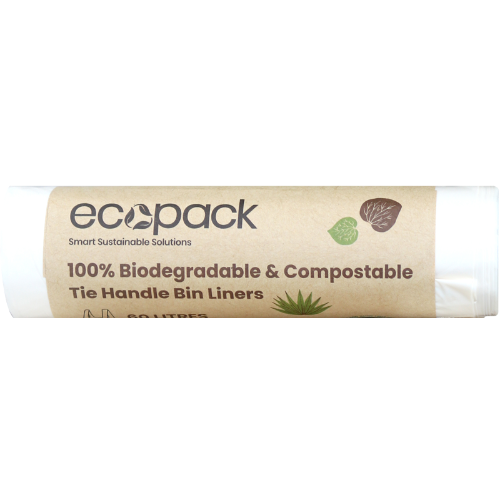 Ecopack Home Compostable Tie Handle Bin Liners 60L 5pk