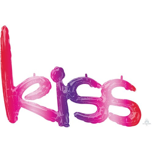 Elegant Ci Phrase Ombre Kiss balloon, 68cm x 50cm, perfect for celebrations with vibrant colors and charming design.