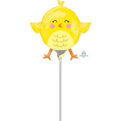 Mini yellow chicky foil balloon, perfect for parties and celebrations, easily inflatable and durable for events.