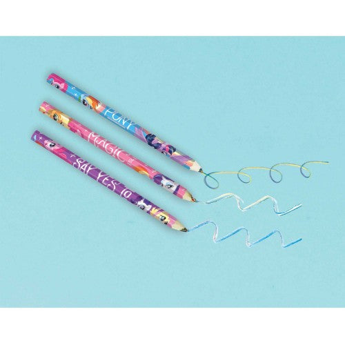 Vibrant pack of 6 My Little Pony shaped color pencils for kids' creative art projects and playful imagination.