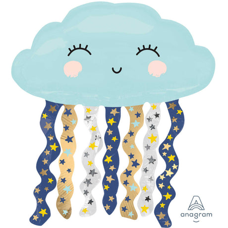 Supershape XL Twinkle Little Star Cloud balloon, 76cm x 45cm, vibrant design ideal for baby showers and birthdays.