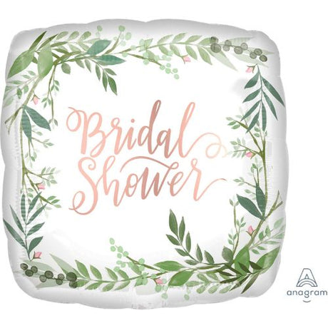 Elegant 45cm foil balloon featuring love and leaves, perfect for bridal showers and celebrations.