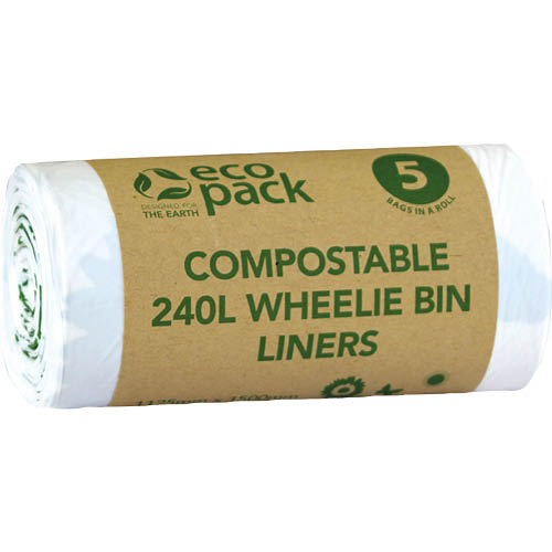Ecopack Compostable Wheelie Bin Liner 240L 5pk