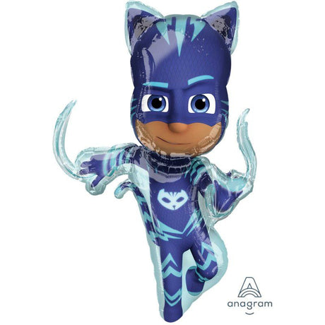Supershape foil balloon featuring PJ Masks Catboy, 53cm x 93cm, self-sealing design.