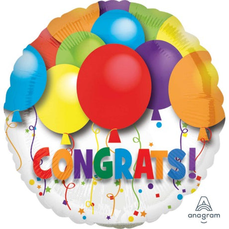 Vibrant 4" Bold Congratulations foil balloon, perfect for celebrations and milestones, easy to inflate, ideal for decorations.