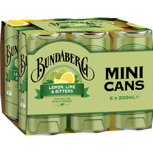 Bundaberg Lemon Lime & Bitters Mini Cans 6 x 200ml