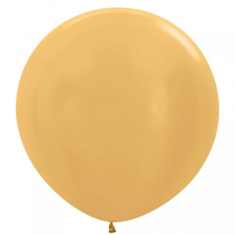 Pack of 3 Sempertex 60cm metallic gold latex balloons, perfect for elegant party decor and celebrations.
