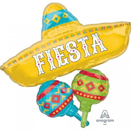 Vibrant Supershape foil balloon featuring colorful papel picado patterns, perfect for festive celebrations and decor.