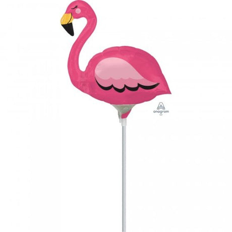 Vibrant Mini Shape Flamingo A30 foil balloon, perfect for tropical-themed parties and celebrations.